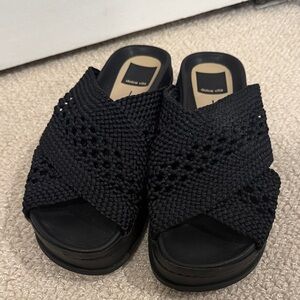 Dolce Vita Black Woven Slide Mules
